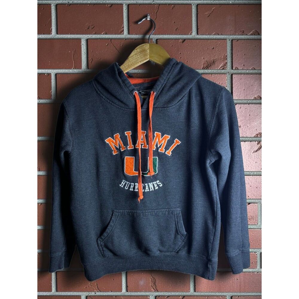 Miami Hurricanes Stadium Athletics Hoodie Gray Orange Men's Medium NCAA
